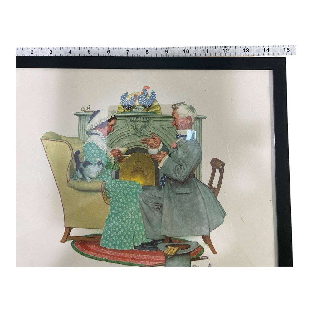 Norman Rockwell Tea for Two Framed Art Print Black Frame Americana Decor 12x15 - Picture 3 of 5